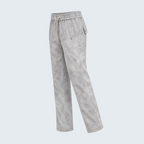 Iqraan mens grey textured track pants with drawstring waist and zip fly. Features cargo pocket detail.